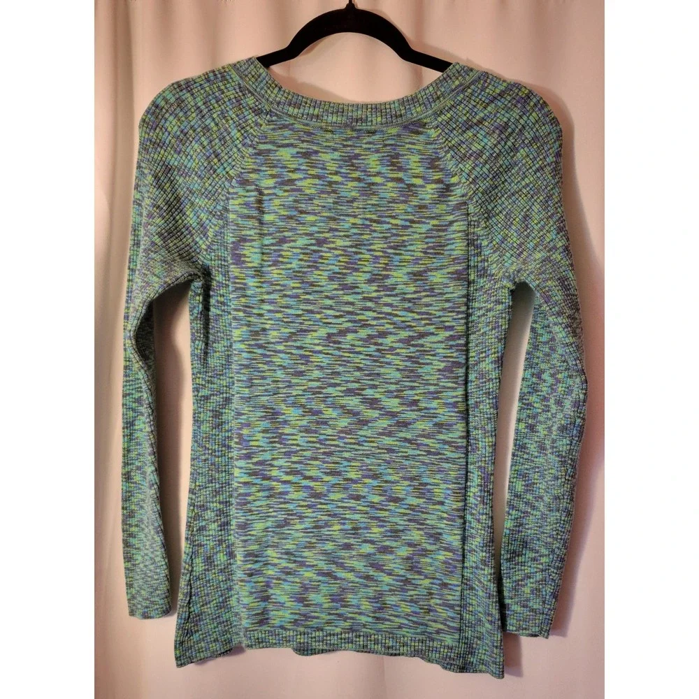 Relativity Space Dye Marled Knit Sweater Green Blue Crewneck Womens Medium